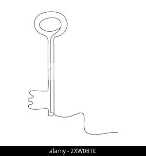 Key single line vector one continuous line drawing of key key line icon Stock Vector