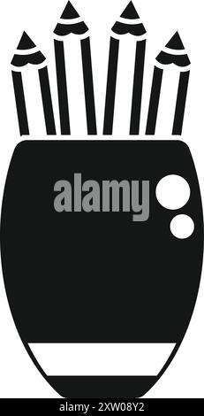 Black and white vector of pencils standing in a pencil holder, great for creative projects Stock Vector