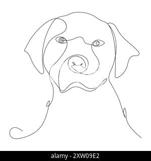 Continuous one line dog drawing out line vector illustration design Stock Vector