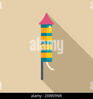 Colorful firework rocket is standing on the ground, waiting to be lit and launched into the sky Stock Vector