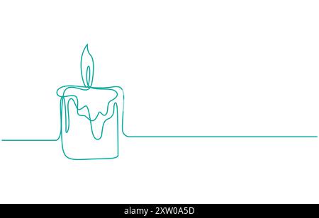 Continuous line drawing candle vector illustration design Coloring page for kids white Halloween candles vector illustration, Stock Vector