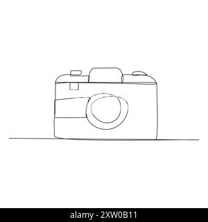 Continuous single line camera oneline art drawing illustration art on camera Continuous line drawing of shooting camera vector illustration camera art Stock Vector