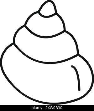 Simple line drawing of a seashell, perfect for illustrations or designs with a minimalist aesthetic Stock Vector