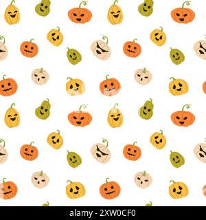 Childrens halloween pattern with cute Pumkins. Cute childish seamless pattern. Stock Vector