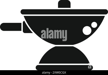 Boiling water in covered saucepan standing on a stove cooking food icon in simple style on a white background Stock Vector