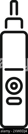 Black outline electronic cigarette icon representing a vaping device with button and tank Stock Vector