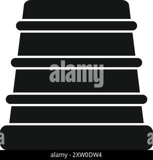 Black metal thimble sewing tool icon in simple style isolated on white background Stock Vector
