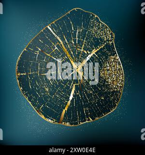 Wood cross section background. Tree growth rings. Stock Vector