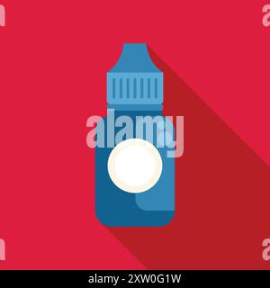 Blue dropper bottle with blank label for eye or ear drops is standing on red background, healthcare concept Stock Vector