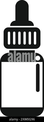 Simple black icon of a dropper bottle, often used for medications or essential oils Stock Vector