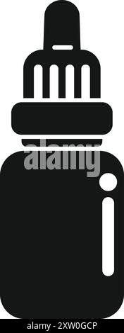 Simple black silhouette of a bottle with a dropper, commonly used for storing and dispensing glycerin Stock Vector