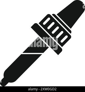 Black simple icon of a pipette dropper dispensing liquid for chemical experiments Stock Vector