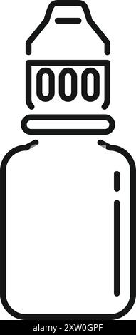 Line art icon of a vape liquid bottle with cap showing nicotine level Stock Vector