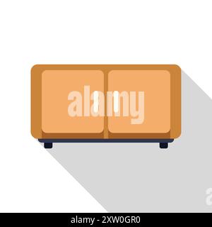 Simple wooden cabinet with closed doors casting a long shadow Stock Vector