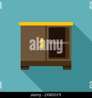 Simple vector illustration of a wooden cupboard with shelves, suitable for furniture stores and interior design projects Stock Vector