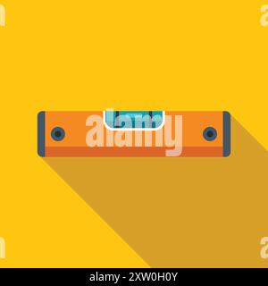Spirit level is lying on a yellow background, ready to help determine if a surface is perfectly horizontal Stock Vector