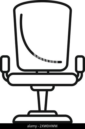 Simple line icon of a modern office chair, perfect for representing comfortable seating for working at a desk Stock Vector