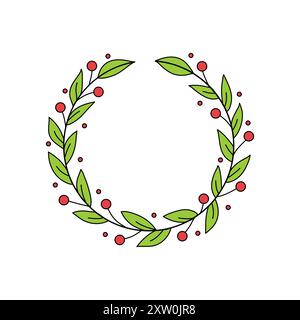 Christmas Wreath Poppies and Leaves vector design Stock Vector