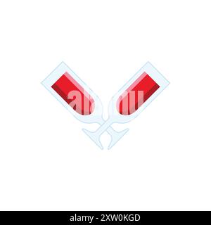 Wine Glasses Isolated on white, Clipart, Vector symbol Stock Vector