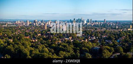 Panoramic aerial image of Manchester skyline photographed from Prestwich, Greater Manchester. Stock Photo