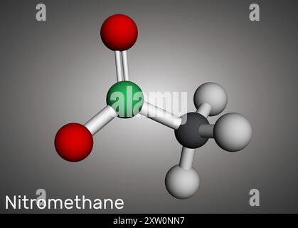 Nitromethane molecule. Molecular model. 3D rendering. Illustration Stock Photo