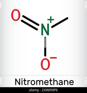Nitromethane molecule. It is primary nitroalkane. Skeletal chemical formula Stock Vector