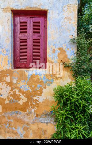 Anafiotika detail of an old house, Anafiotika, Athens, Greece Stock Photo