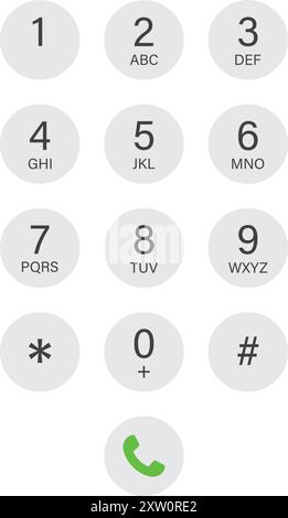 Smartphone dial button icon in flat style. Phone number pad vector illustration on isolated background. Telephone interface sign business concept. Stock Vector