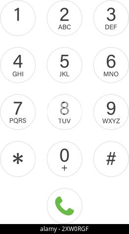 Smartphone dial button icon in flat style. Phone number pad vector illustration on isolated background. Telephone interface sign business concept. Stock Vector