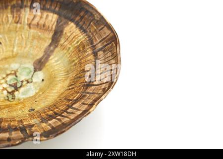 Handmade ceramic plate on white background Stock Photo