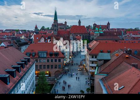 Panoramic view of Nuremberg's old town and the Imperial Castle, Germany. Stock Photo