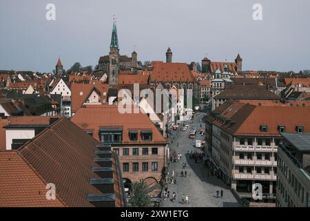 Panoramic view of Nuremberg's old town and the Imperial Castle, Germany. Stock Photo