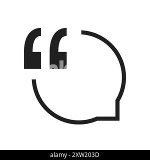 Black Quote Icon, Modern Style Speech Bubble with Quotation Mark - Vector Design Isolated on White Background Stock Vector