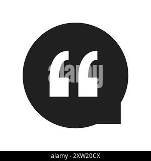 Black Quote Icon, Modern Style Speech Bubble Symbol with Quotation Mark - Vector Design Isolated on White Background Stock Vector