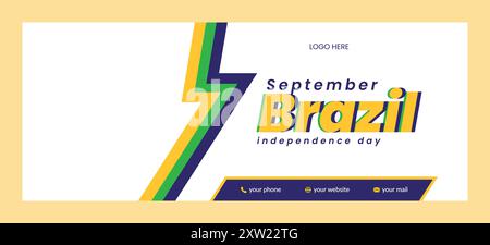 Brazil Independence Day Banner, 7 September, Creative Design Stock Vector