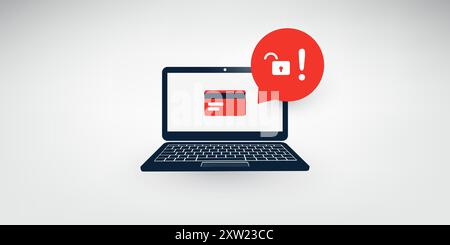 Internet Phishing, Account Hacking Attempt During Online Payment - Hacker Activity, Data Theft, Hacked, Stolen Login Credentials, Password, Credit Car Stock Vector