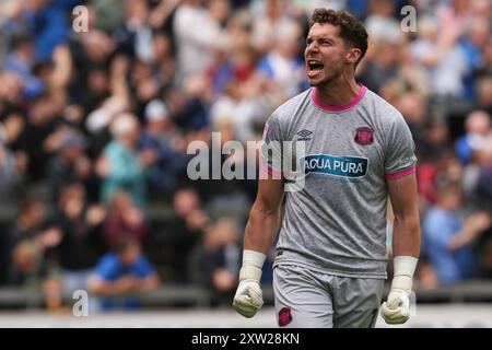 Carlisle United Goalkeeper Harry Lewis during the Sky Bet League 2 match between Carlisle United and Barrow at Brunton Park, Carlisle on Saturday 17th August 2024. (Photo: Michael Driver | MI News) Credit: MI News & Sport /Alamy Live News Stock Photo