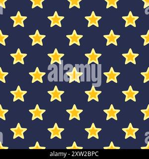 Seamless texture. Pattern is formed from yellow stars on dark blue background. Stock Vector