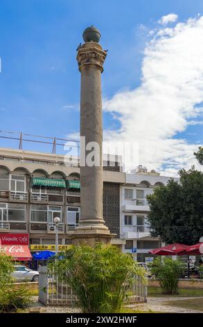 Nicosia-Northern Cyprus: October 18, 2023: Historical Venetian column located in Atatuk Square a.k.a. Sarayonu. Stock Photo