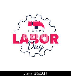 Happy Labor Day Creative Design with Hammer Stock Vector