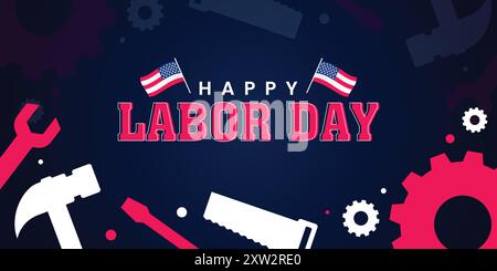 Labor Day Creative Banner Design with tools, Labor day poster Stock Vector