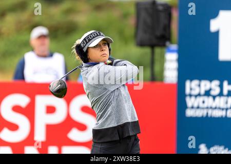 North Ayrshire, Scotland. 17th August 2024. Pauline Roussin-Bouchard starting her 3rd round of the 2024 ISPS HANDA Women’s Scottish Open at Dundonald Links. Credit: Tim Gray/Alamy Live News Stock Photo