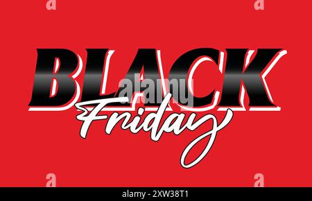 Black Friday 3d Text on red background Stock Vector