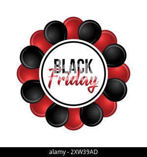Black Friday Sale Banner with Red and Black Balloons Stock Vector