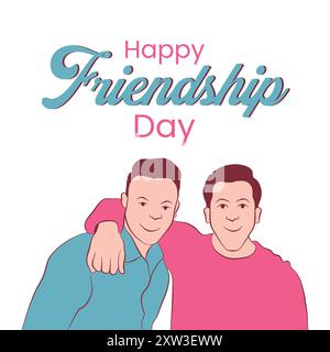 Happy Friendship Day Poster, Hand Drawn design Stock Vector