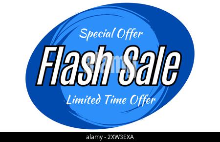 Flash Sale promotional labels templates Flash Sale on Oval Shape. Special offer, shop now promotion website banner heading design on Blue background Stock Vector