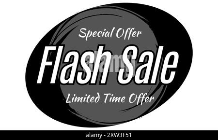 Flash Sale promotional labels templates Flash Sale on Oval Shape. Special offer, shop now promotion website banner heading design on Black background Stock Vector