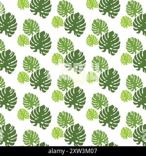 Monstera Leaves Seamless Pattern Stock Vector