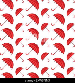 Red Umbrella Seamless Pattern Stock Vector