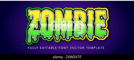 Zombie Text Effect Editable Template Stock Vector